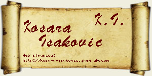 Kosara Isaković vizit kartica